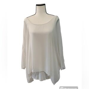 White House Black Market | sheer layered asymmetrical top